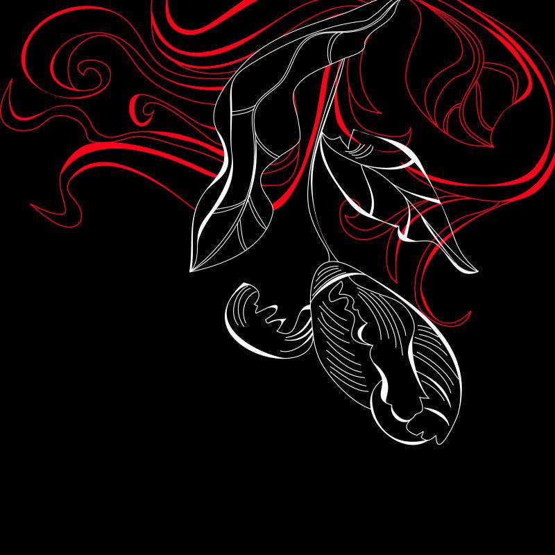 矢量黑色艺术花朵背景