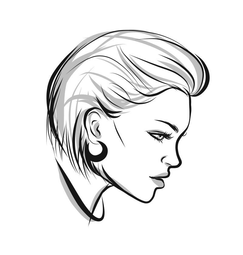 手绘美女艺术矢量