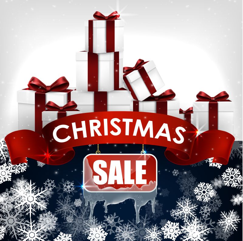 矢量圣诞节礼盒广告销售背景