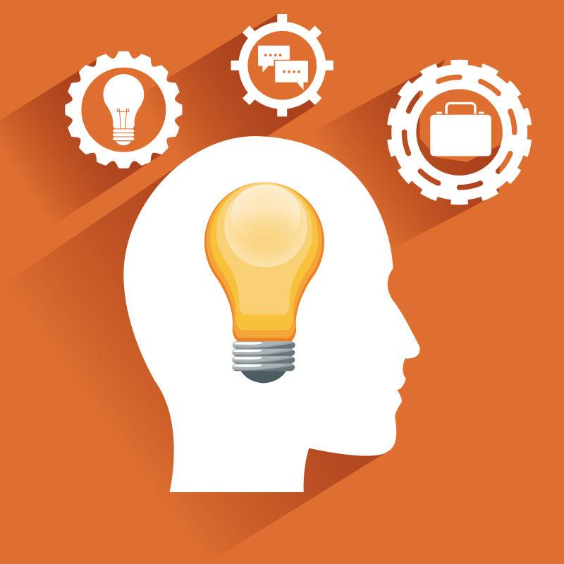 创意人体头灯矢量图