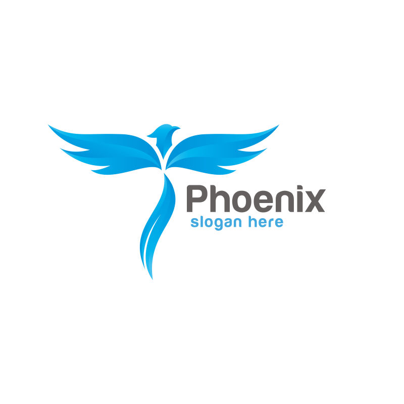 矢量蓝凤凰标志设计