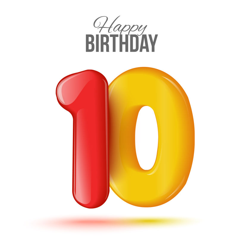 创意矢量10岁生日数字设计