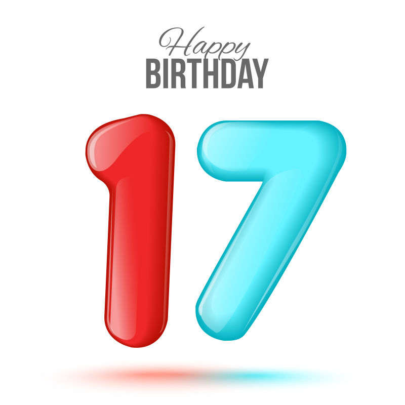矢量抽象17岁生日数字设计