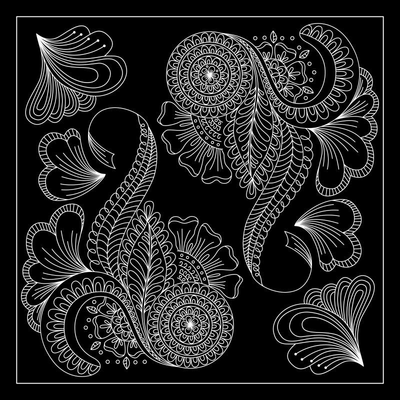 花与幻想花黑色和白色抽象