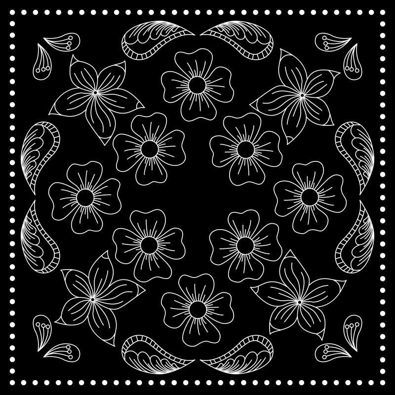 矢量黑白抽象花图案