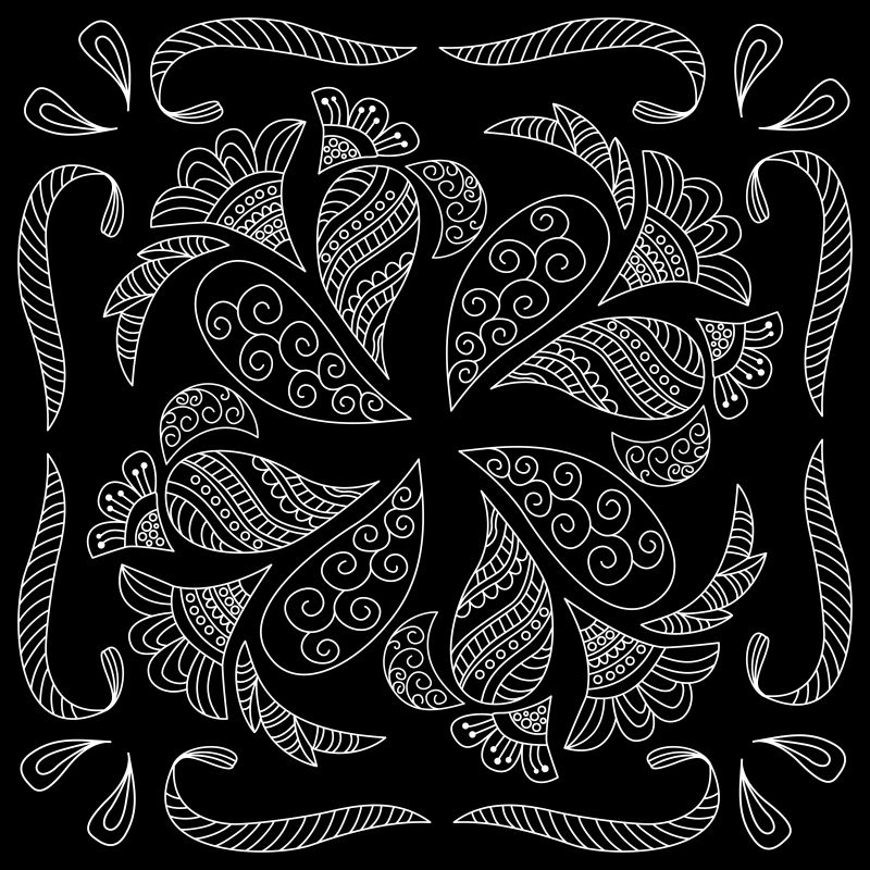 矢量黑白版面印花抽象图案