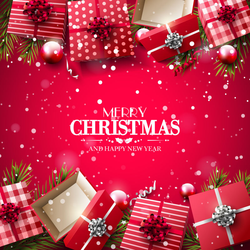 红色的精美圣诞贺卡矢量设计