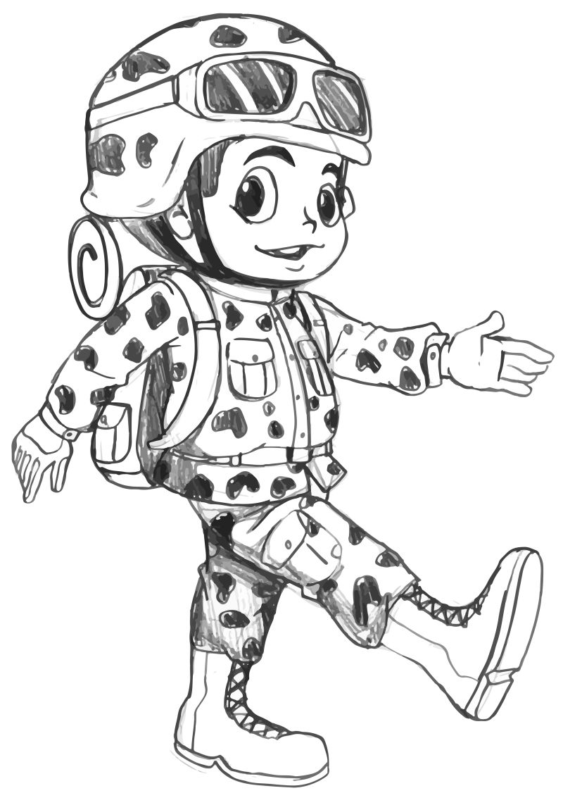 矢量卡通素描年轻士兵插图