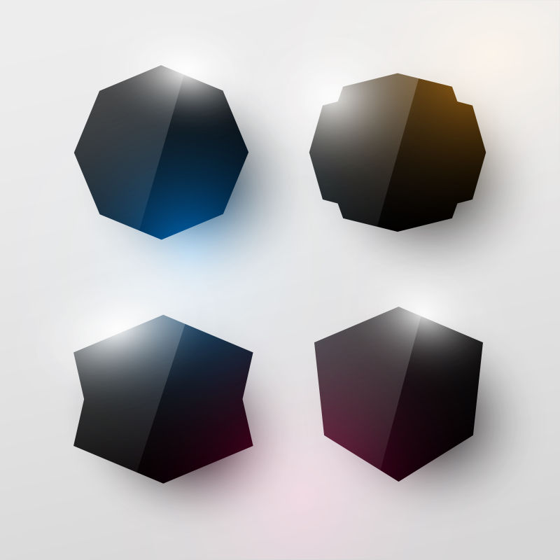 抽象黑色有光泽的玻璃设计元素矢量