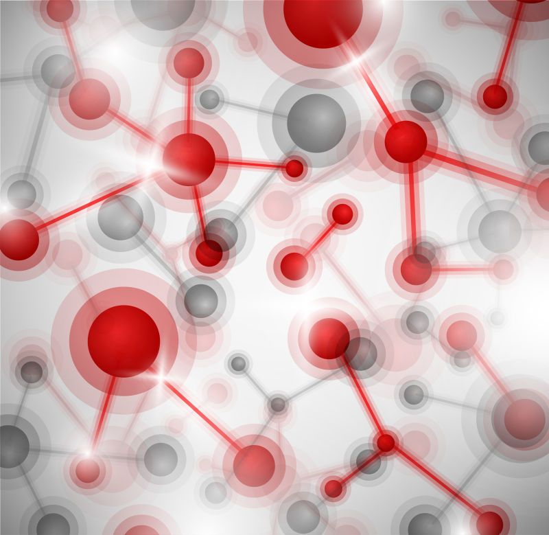 红色分子图案矢量设计