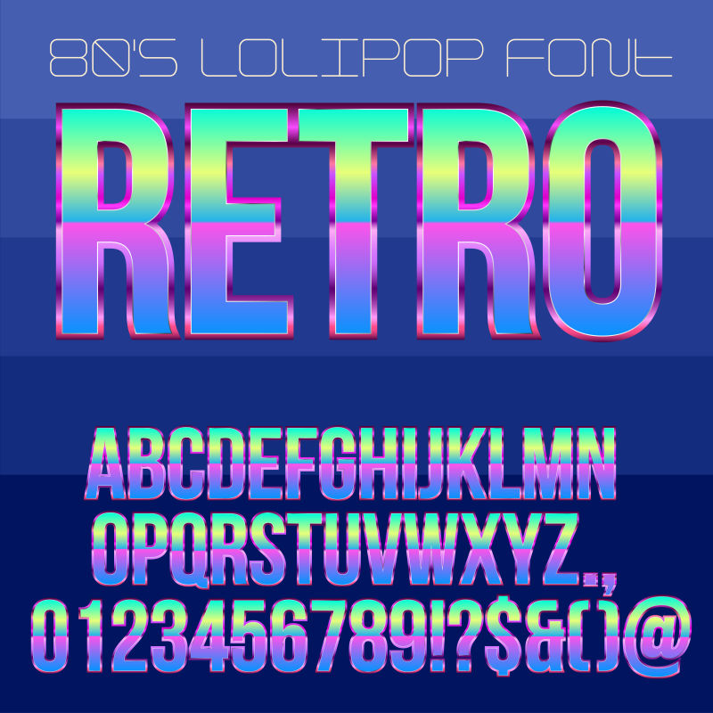 蓝紫色复古字体