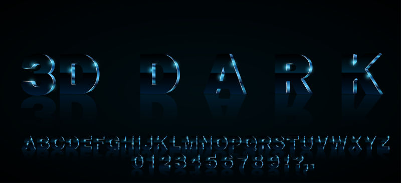 三维矢量蓝色字体