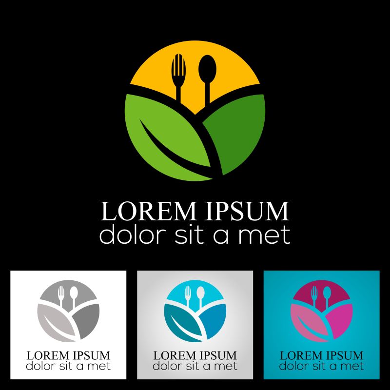 矢量食品餐厅有机标志的创意设计