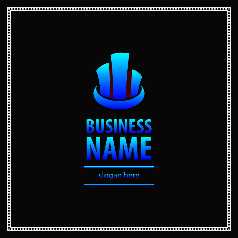 矢量抽象蓝色建筑元素标志设计