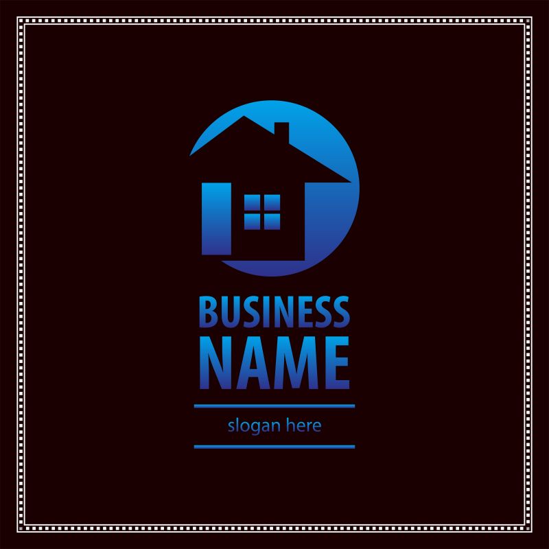 创意矢量建筑元素的蓝色标志设计