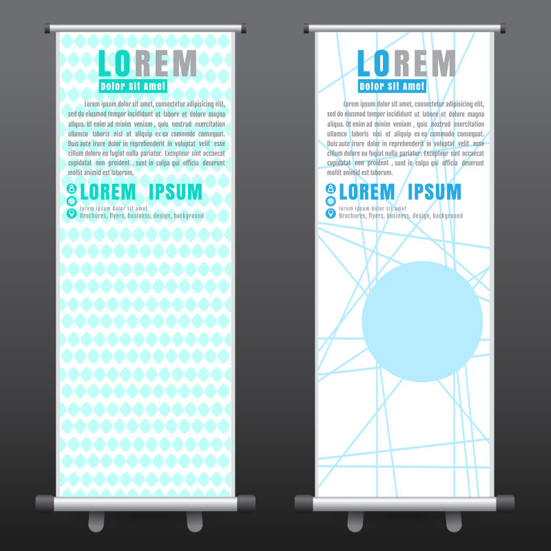 创意矢量湖蓝色竖式点线元素的竖横幅设计