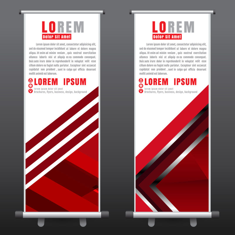 抽象矢量红色几何风格的竖横幅设计