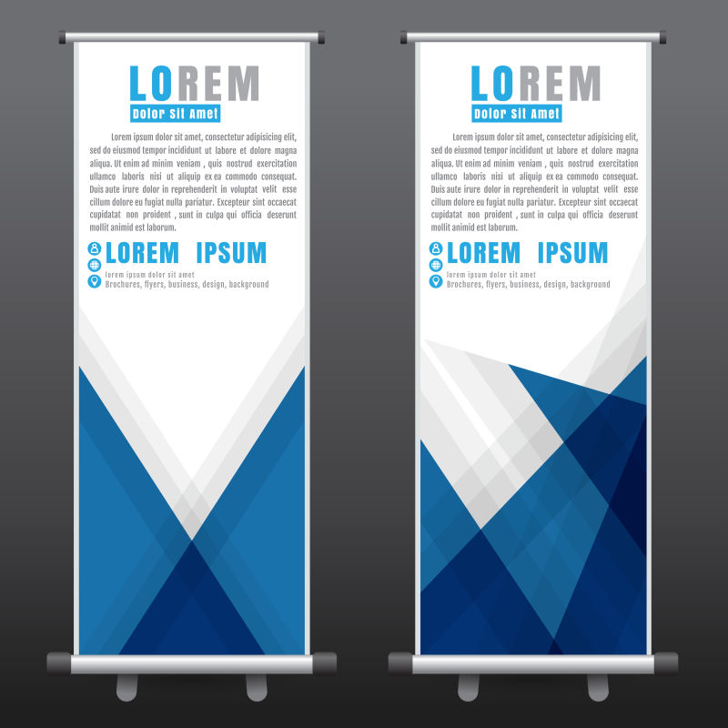 创意矢量蓝色几何元素竖横幅设计