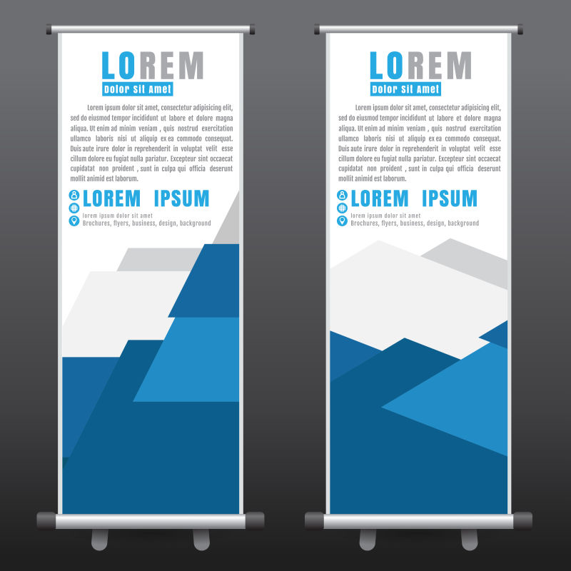 创意矢量蓝色几何元素竖横幅平面设计