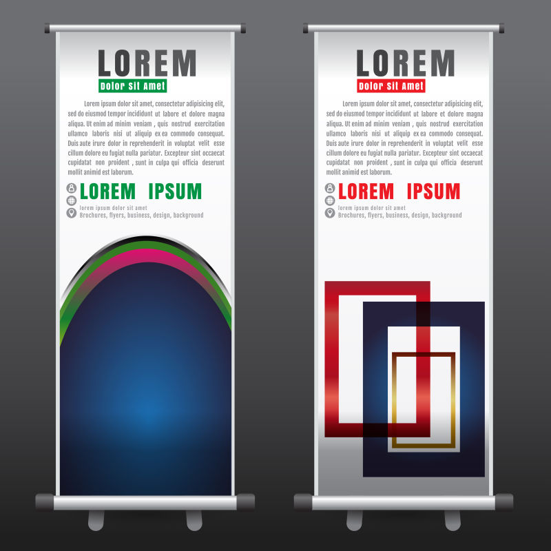 矢量蓝色现代竖横幅设计