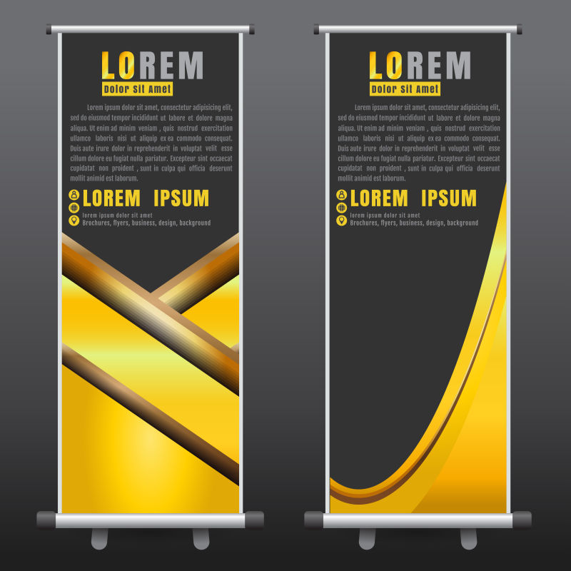 抽象矢量现代黄色黑色竖横幅设计