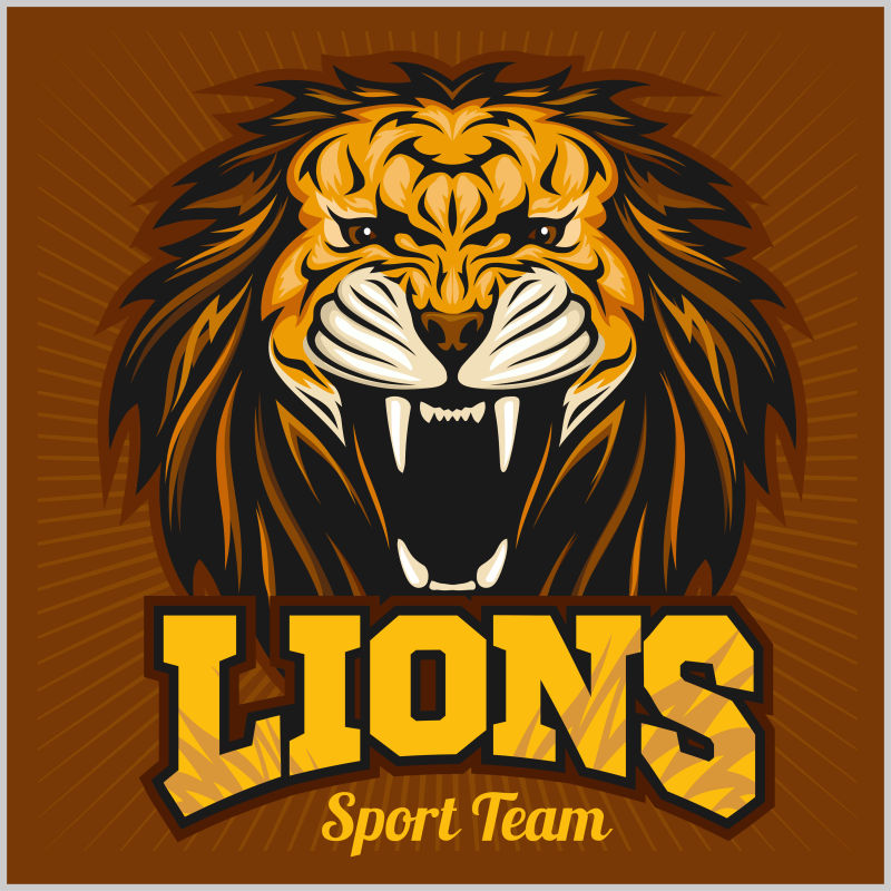 矢量狮子运动队卡通标志