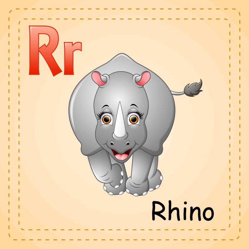 动物字母表R是犀牛矢量