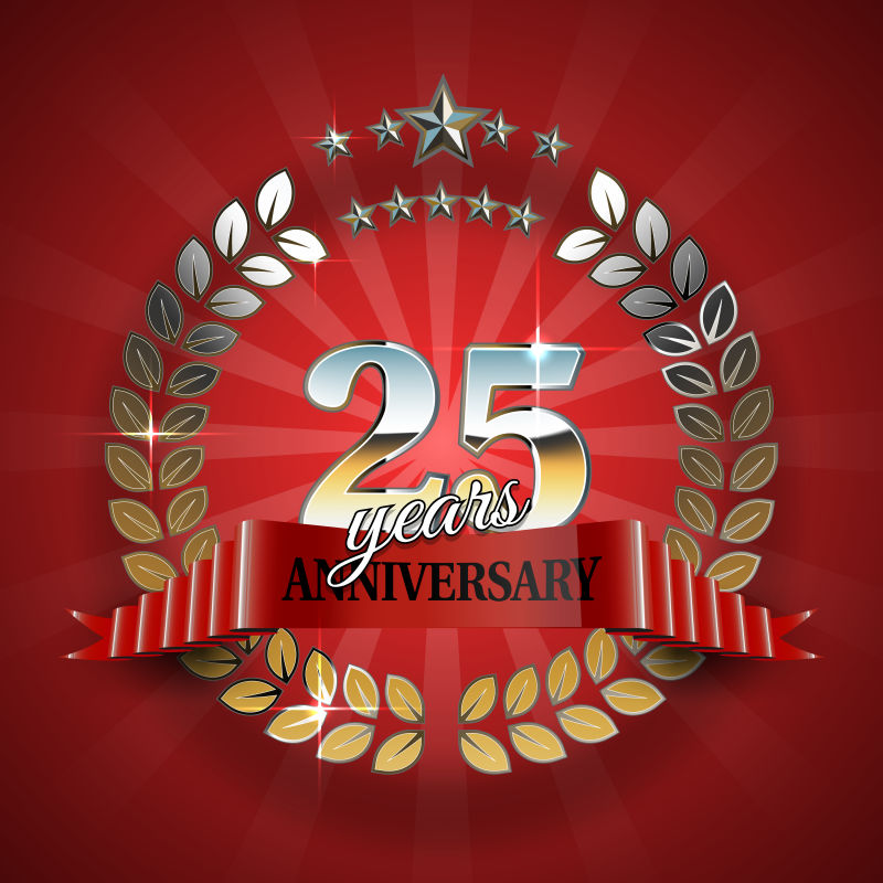 矢量第二十五周年纪念金环徽章