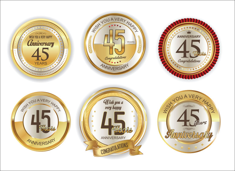 创意矢量抽象45周年的徽章设计