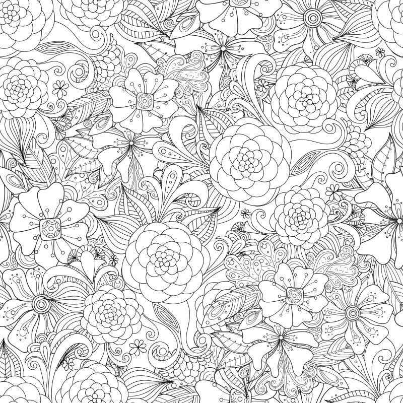 涂鸦花卉无缝模式