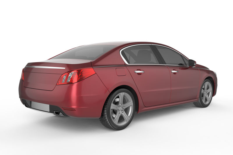 白色背景下的红色汽车模型的设计