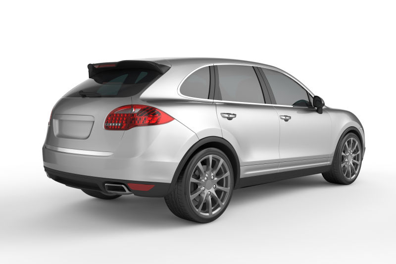 白色背景上的SUV银色汽车