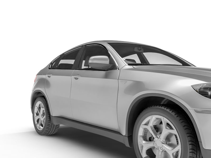 白色背景上的银色豪华汽车