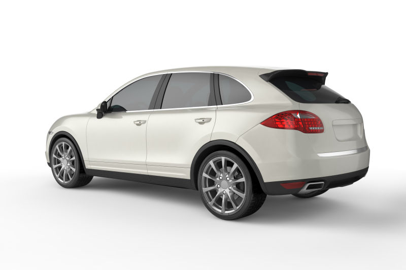 白色背景上的白色SUV汽车