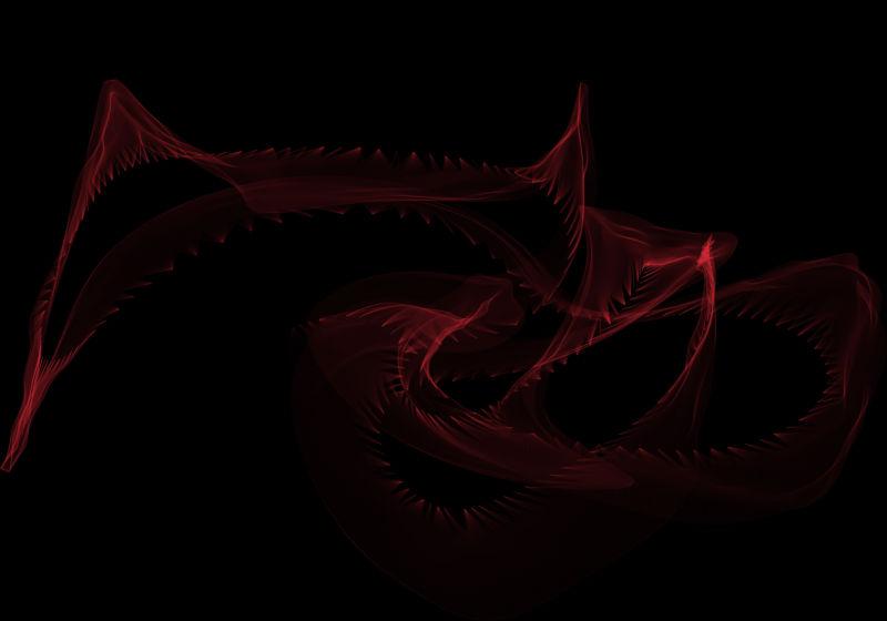 黑色背景上的红色透明烟雾