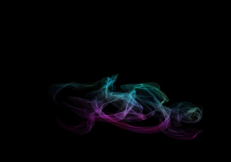 黑色背景上流动的彩色烟雾