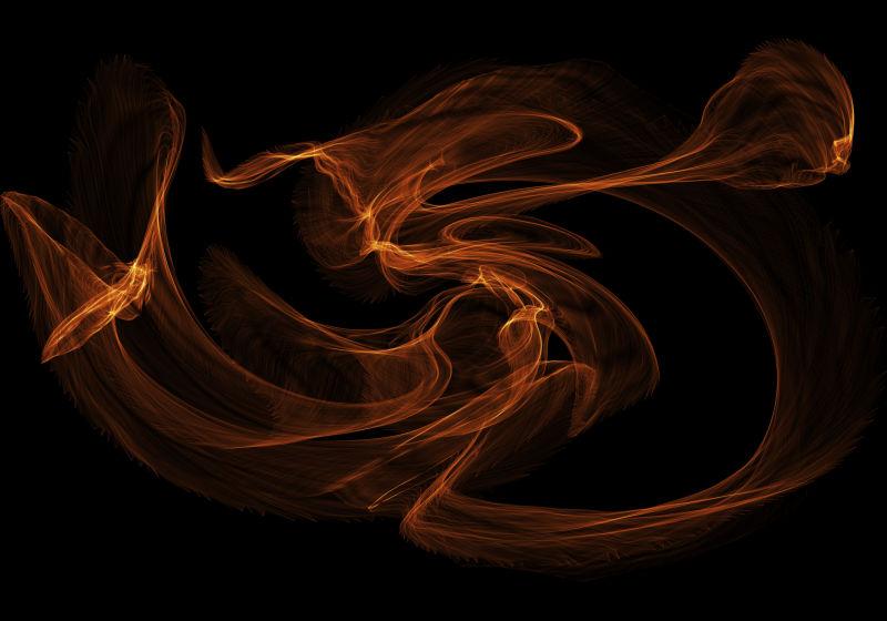 黑色背景上的蓬松火焰烟雾
