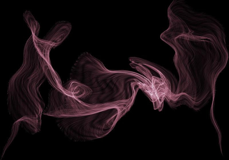 黑色背景上的洋红色烟雾