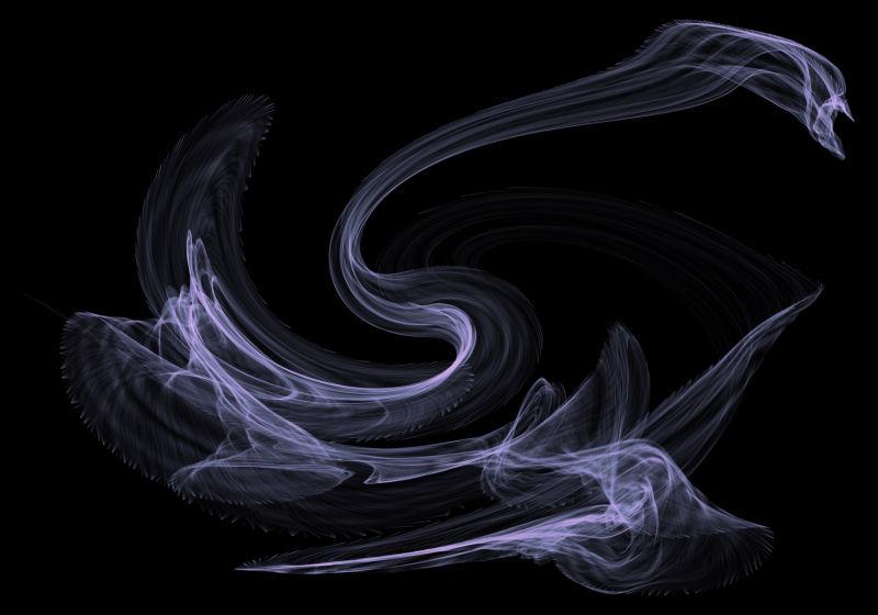 黑色背景上紫色透明烟雾