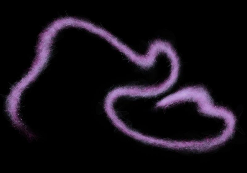 黑色背景中紫色的烟雾线条