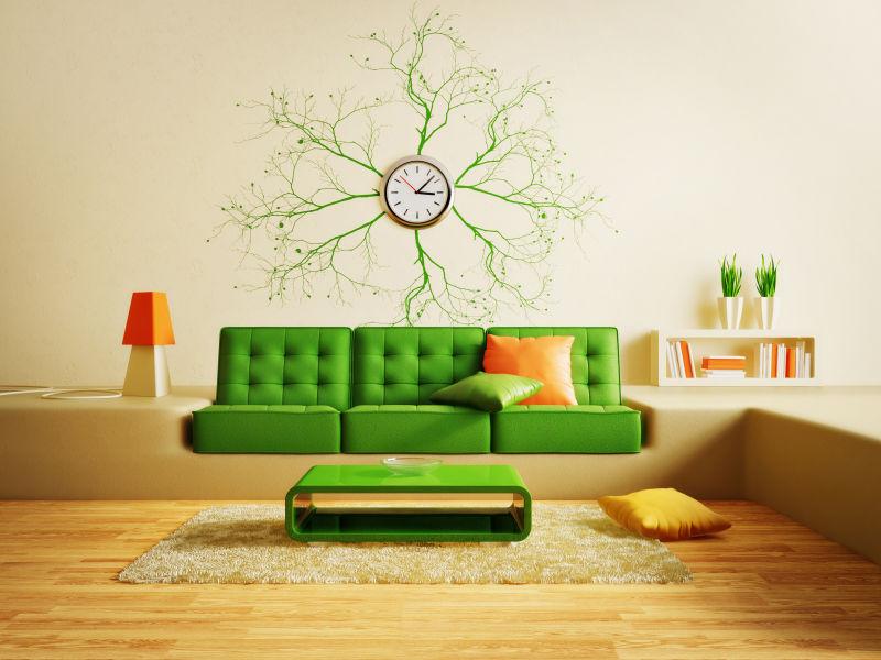 树枝背景墙沙发设计