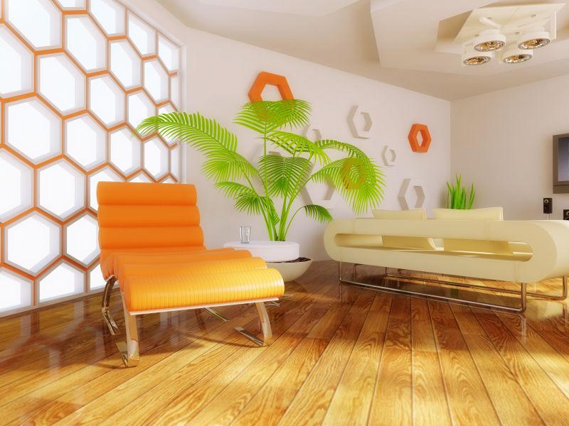 白壁橙元素现代客房