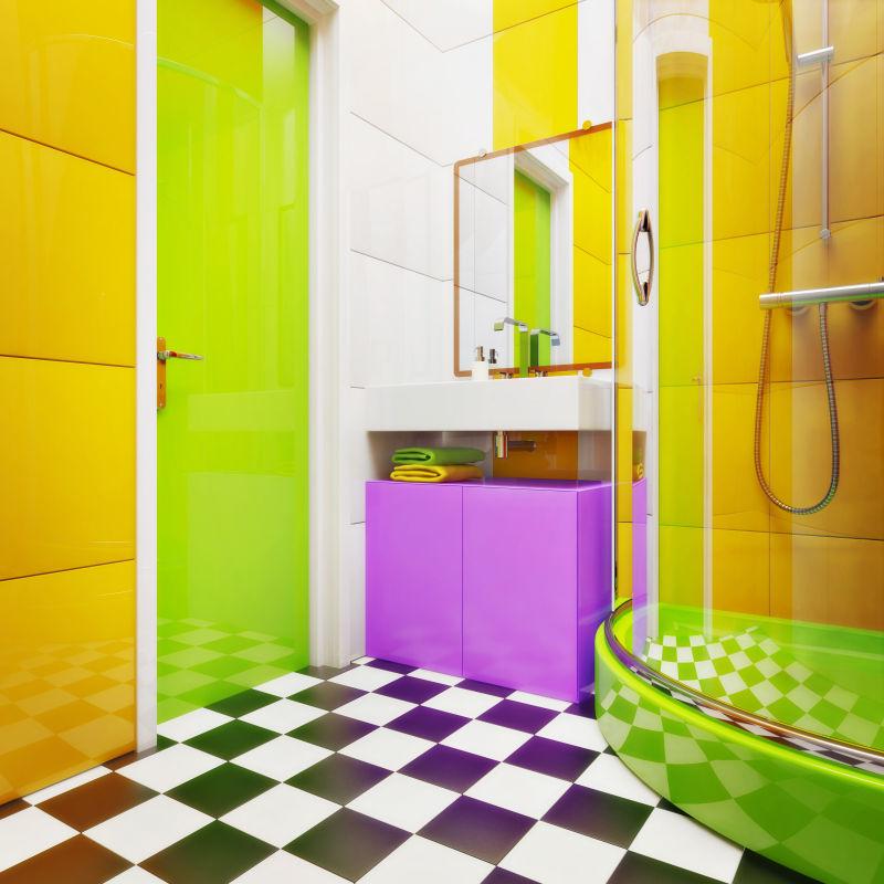 现代绿黄色浴室