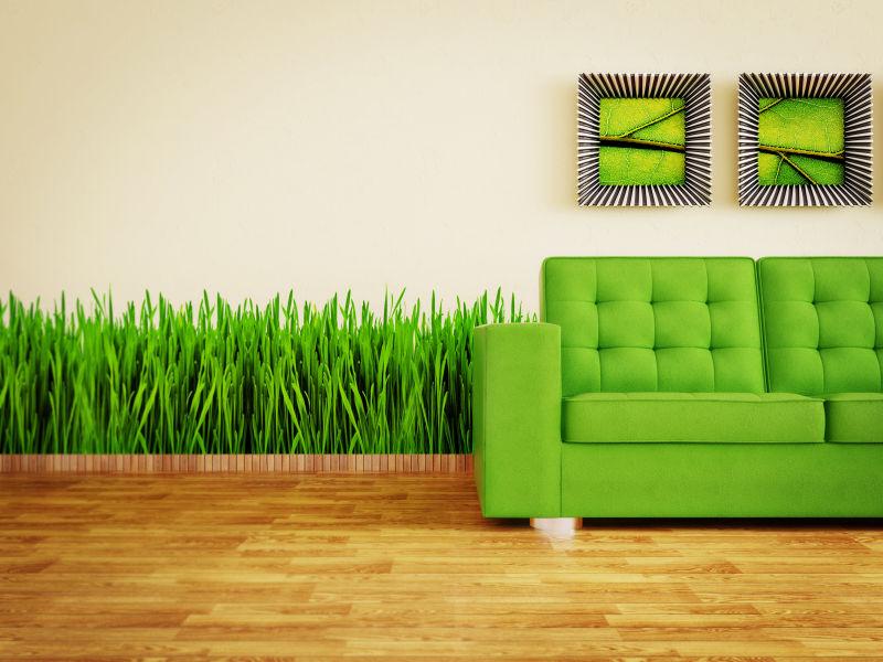 绿色草地背景墙室内设计