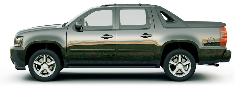 白色背景上的黑色皮卡车