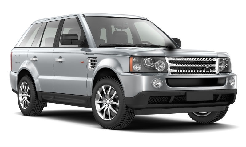 白色背景上的豪华SUV汽车