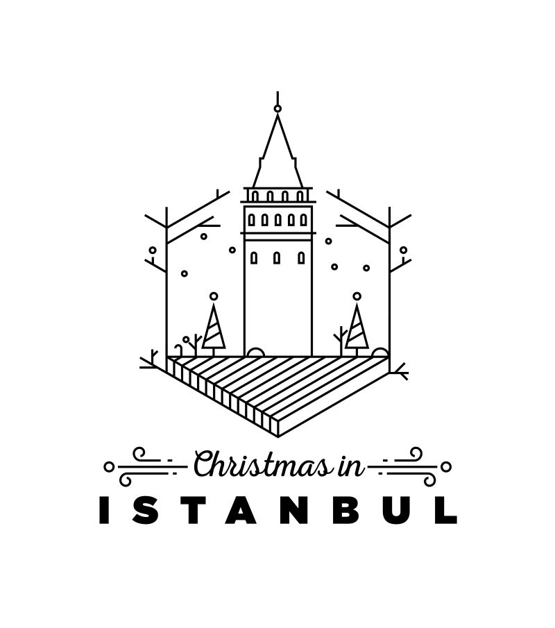 白色背景下的巴黎圣诞标志建筑