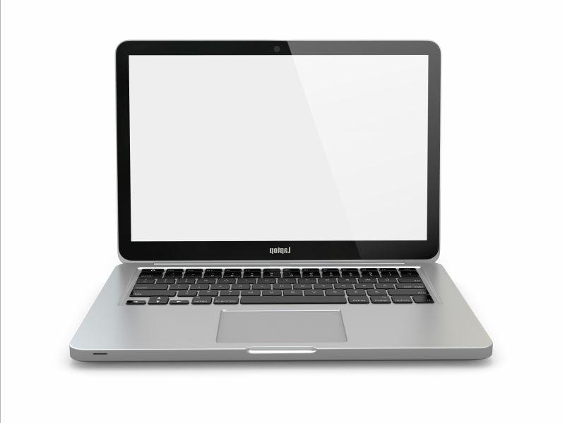 白色背景下的铝笔记本电脑