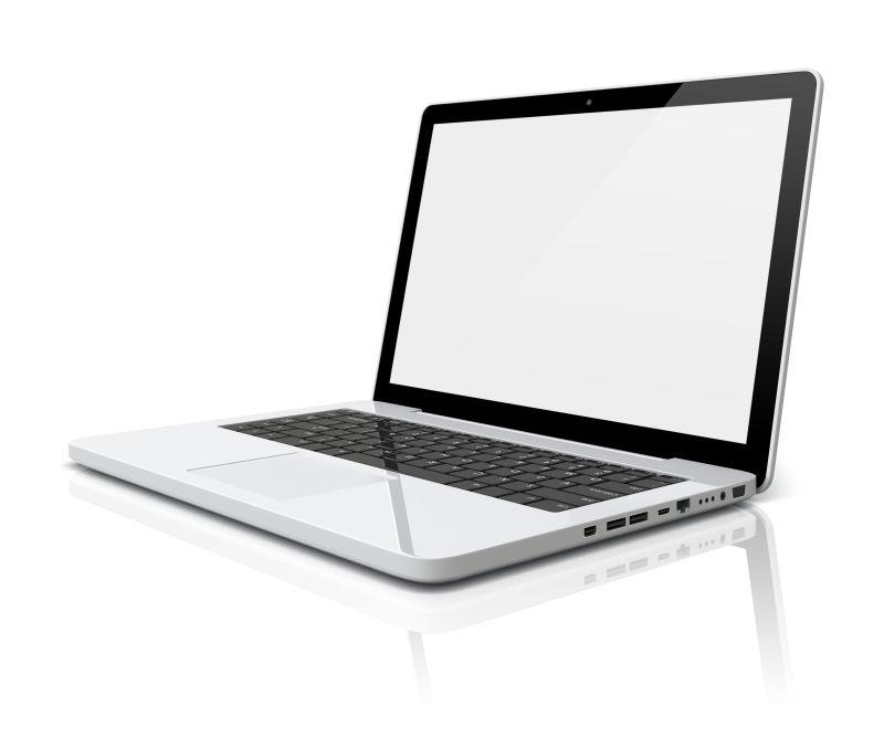 笔记本电脑空白屏幕上的白色背景