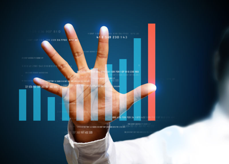 手里拿着金融符号的商人数据